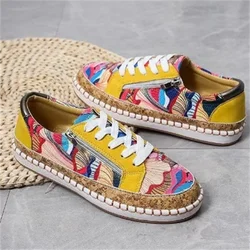 Sneakers Lady Women's Vulcanized Shoes 2023  Elegant Floral Printed Lace-up Female Platform Shoes Fashion Women Casual Footwear