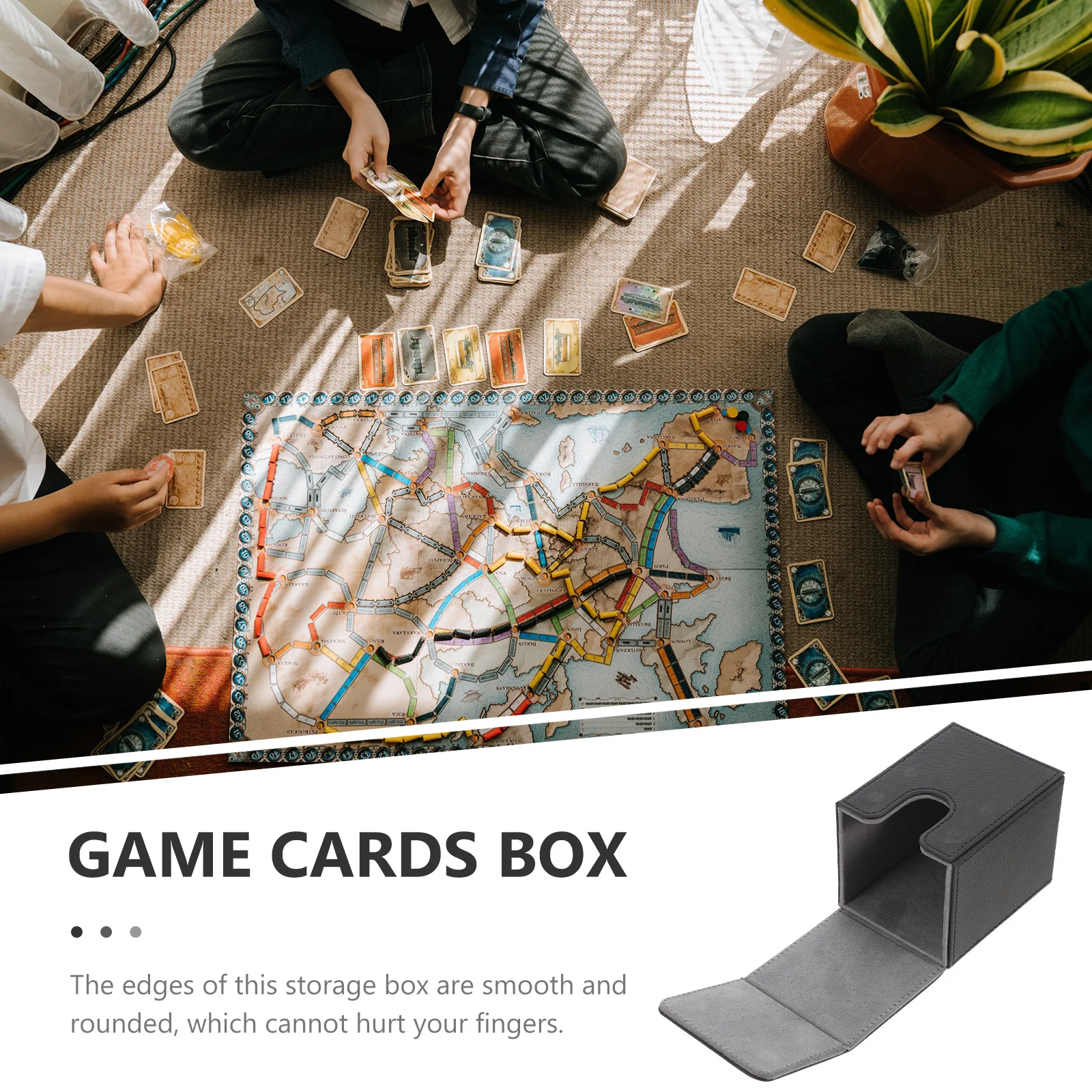 Kotak Kartu Permainan Portabel Kapasitas Besar Bahan PU Tepi Halus Desain Ringan dan Kompak untuk Kartu Permainan Meja Olahraga Perdagangan