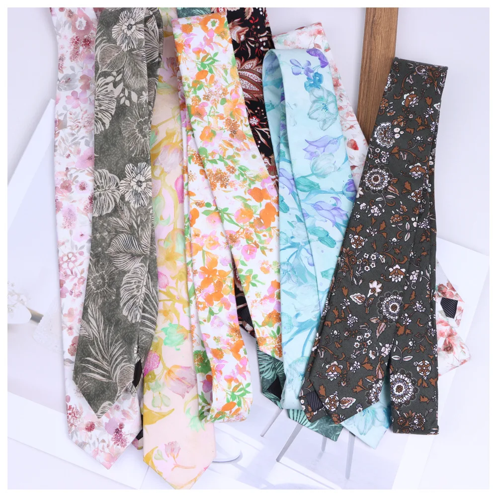 Men's Women's 6cm Artistic Stylish Woven Tie Casual Classic Flower 100% Pure Cotton Necktie Wedding Party Accessories Gifts