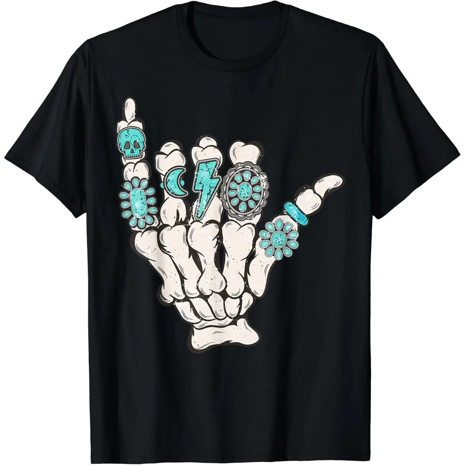 Skeleton Turquoise Hand Western Rodeo Cowboy Cowgirl T-Shirt Unisex S-5XL Hot Trending Shirt Birthday Gift