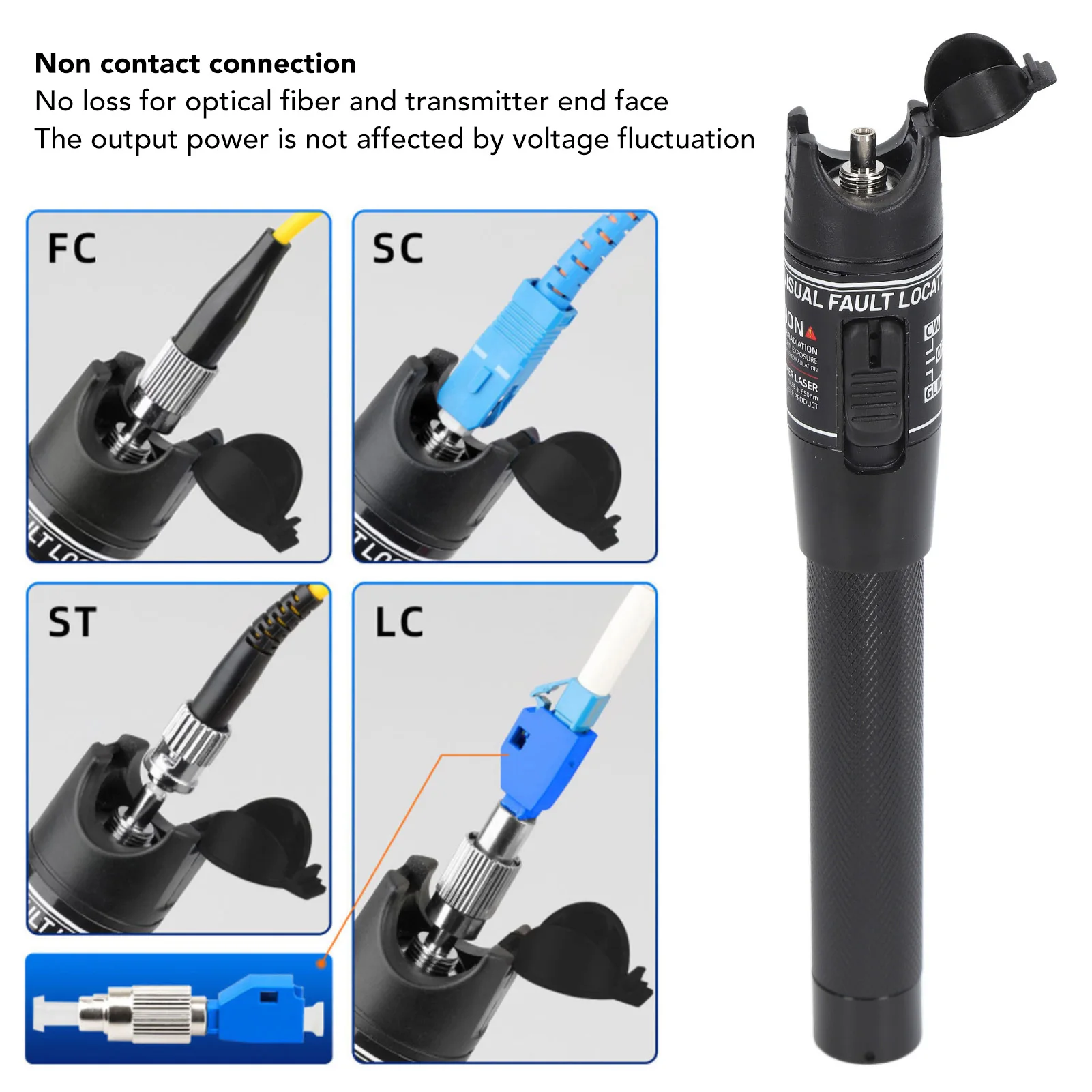 Visual Fault Locator 60MW 60KM Output Universal FC SC ST Interface Non Contact VFL Fiber Optic Test Pen VFL Fiber Optic Test Pen