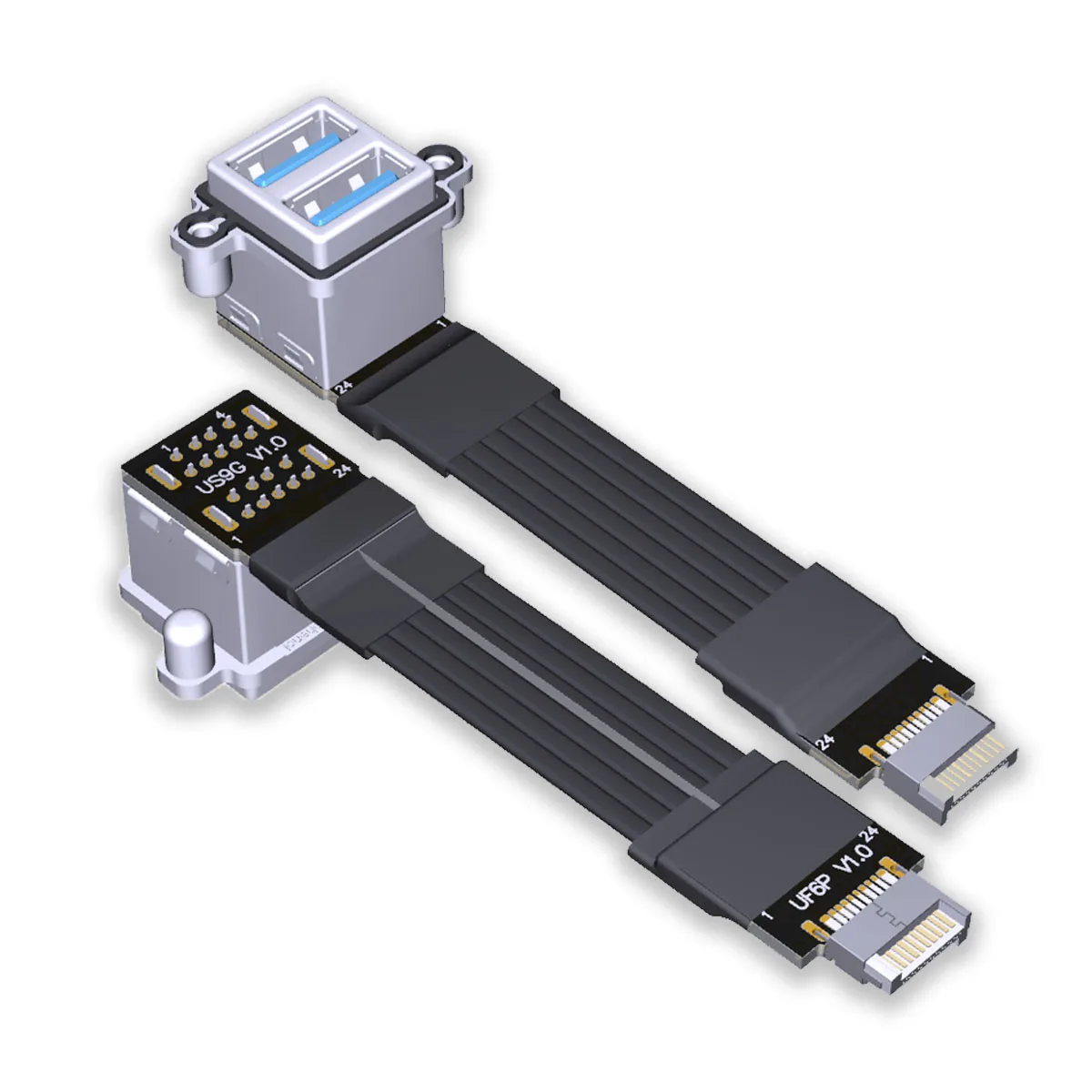 ADT-Amphenol Double prise USB étanche, USB 3.0, prises femelles de type A vers USB 3.1 interne, câble adaptateur de clé de type E B