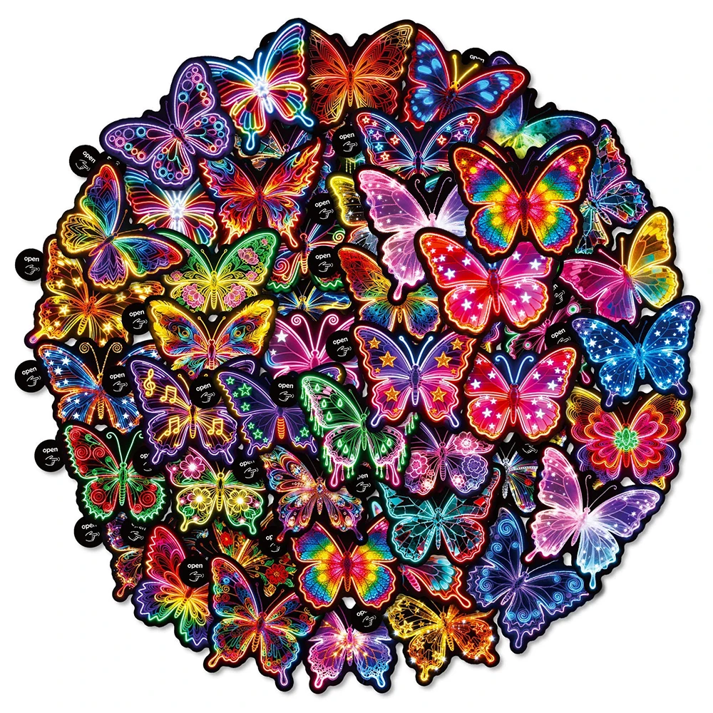 10/30/56 قطعة لطيف النيون نمط فراشة ملصقات الجمالية الكرتون الشارات لعبة DIY بها بنفسك القرطاسية خوذة الدراجة البخارية الكتابة على الجدران ملصق للهدايا #2