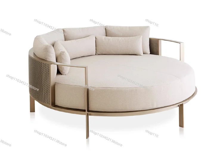 

Villa Swimming Pool Outdoor Sofa Courtyard Garden Balcony Large Round Bed Beach Outdoor Lounger Champagne Gold