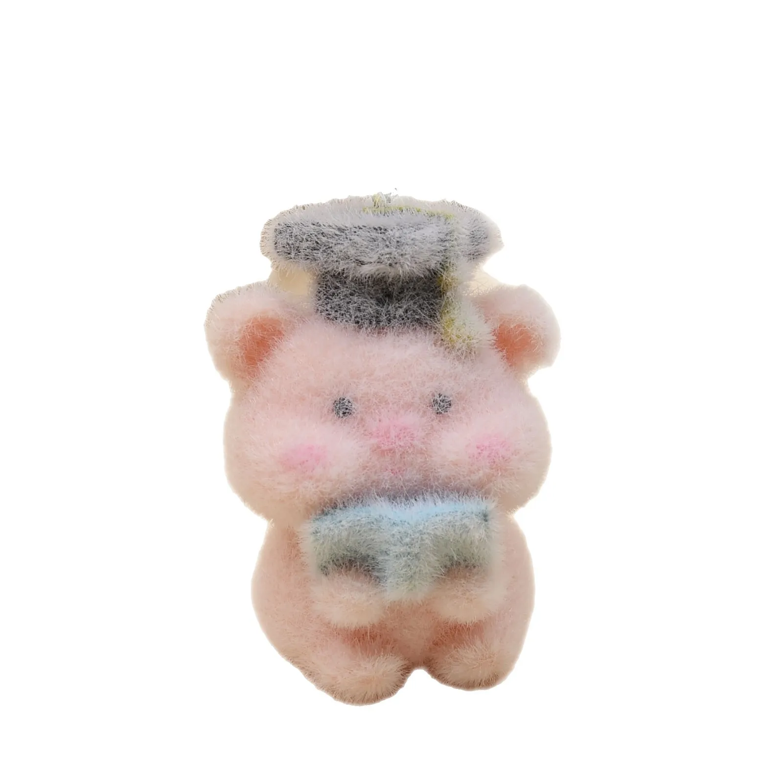 30pcs Cute Cartoon Animal Charms 3D Flocking Resin Pig pendant For DIY crafts Jewelry Keychain necklace make Accessories