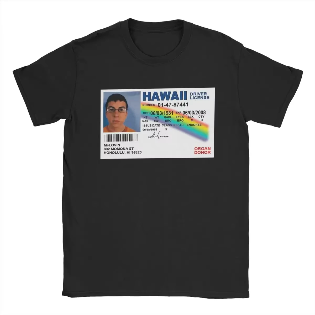 Homme T Shirt Summer Men's T-shirt Mclovin ID Card Superbad Geek Women's T-shirt Y2k Top Women Clothing Vintage Aesthetic Summer