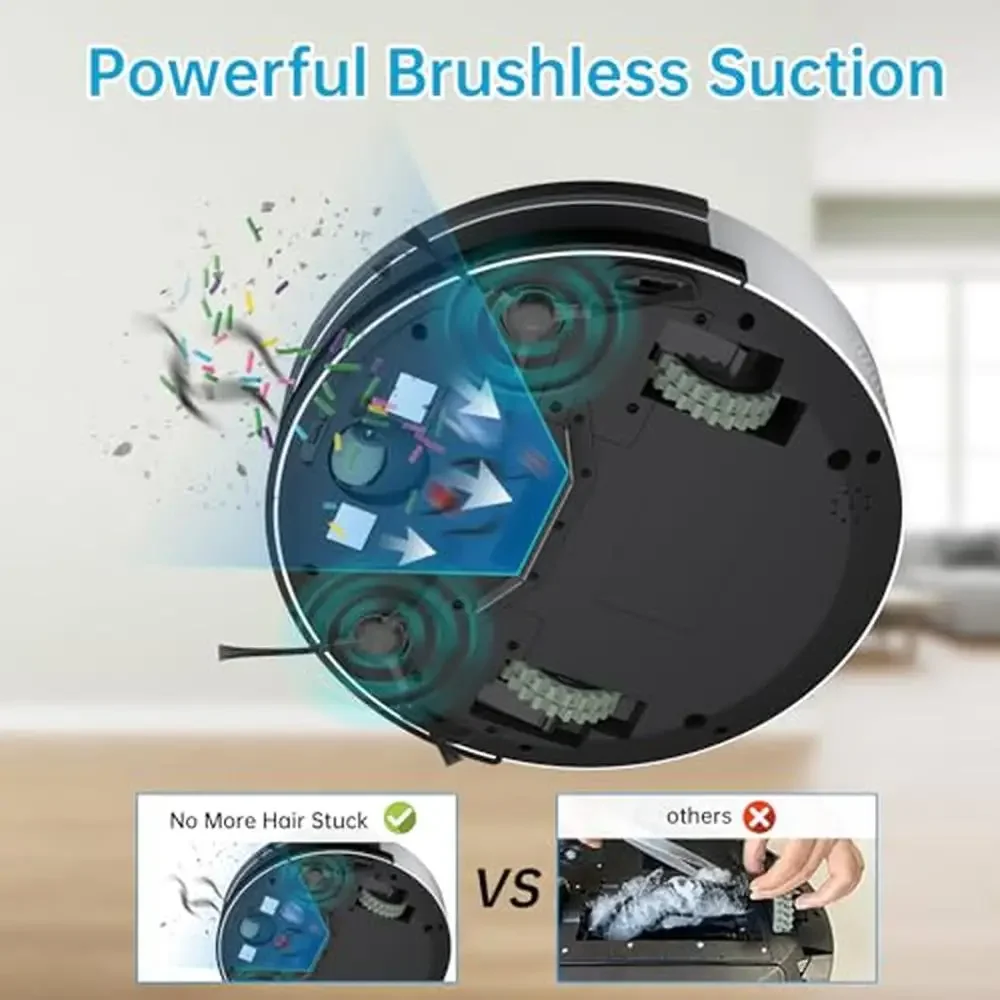 Smart Robot Vacuum Powerful Suction Cleaning Low Noise App Control Self-Charging Auto Clean（ K-505485）