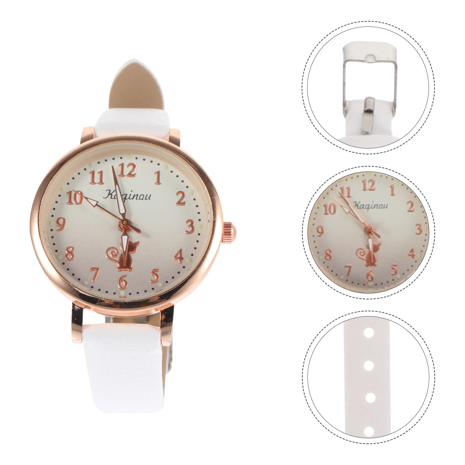 

Children Watch Stylish Casual Luminous Pointers Durable Glass Alloy PU Material Night Reading Girls Student Wrist Watch