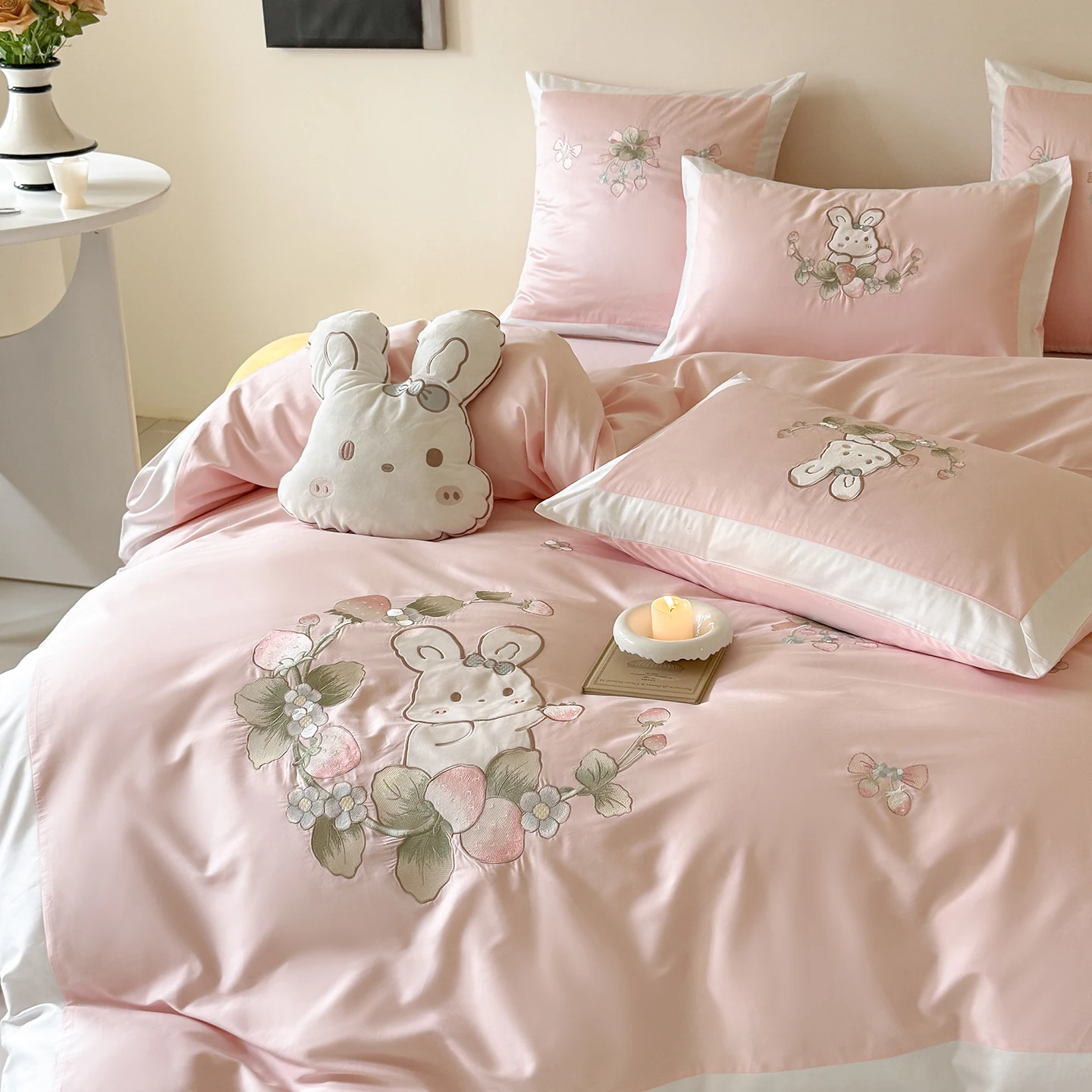 Beauty Mermaid Bedding Set Pink 3/4pcs Duvet Cover Set for Little Girl Kids' Bedroom Home Decoration for School Dormitory