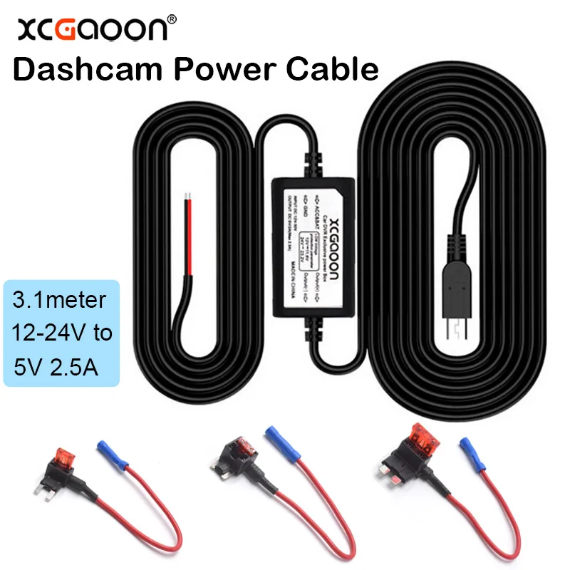 Ładowarka samochodowa 5V 2.5A Mini Micro Type C USB do kamery samochodowej Hard Wire DVR Hardwire Kit dla XiaoMi 70Mai YI 360