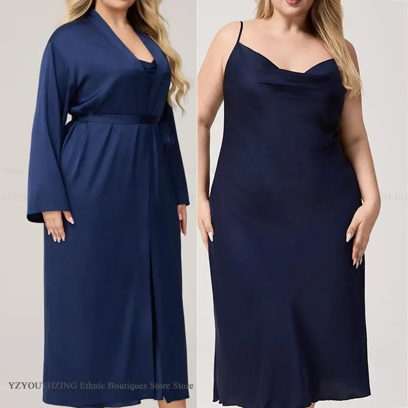 

Large Size Female Long Twinset Robe Set Nightgown Elegant Rayon Long Bathrobe Kimono Gown Home Dress Loose Sleepwear Lounge Wear