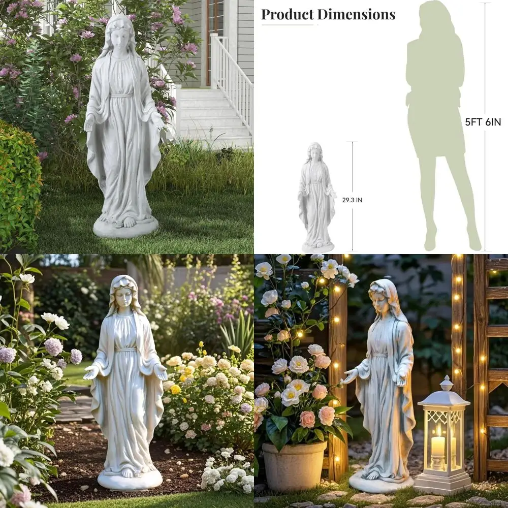 

Outdoor Religious Statues: 29.3 Inch Virgin Mary Garden Decor, Catholic Mother Mary Yard Patio Deck Home Blessing
