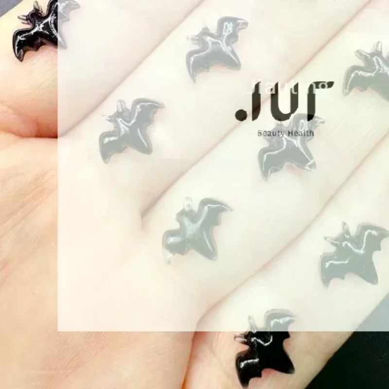 Black Bat Spider Autumn Nail Art Accessories Halloween Nail Decorations Dark Flatback Resin Nail Charms Gems For DIY 30Pcs
