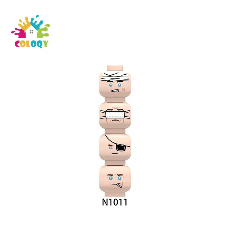 Bloques de construcción de partículas pequeñas para niños, piezas de expresión de cabeza masculina, accesorios de plástico, en bolsas