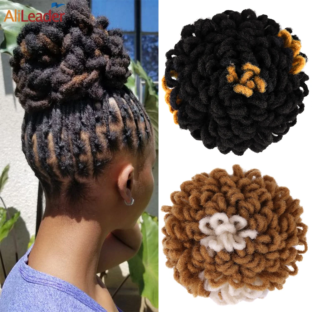 

New Dreadlock Afro Puff Hair Bun High Puff Updo Buns Clip in Fake Hair Chignon Natural Looking Synthetic Drawstring Ponytail