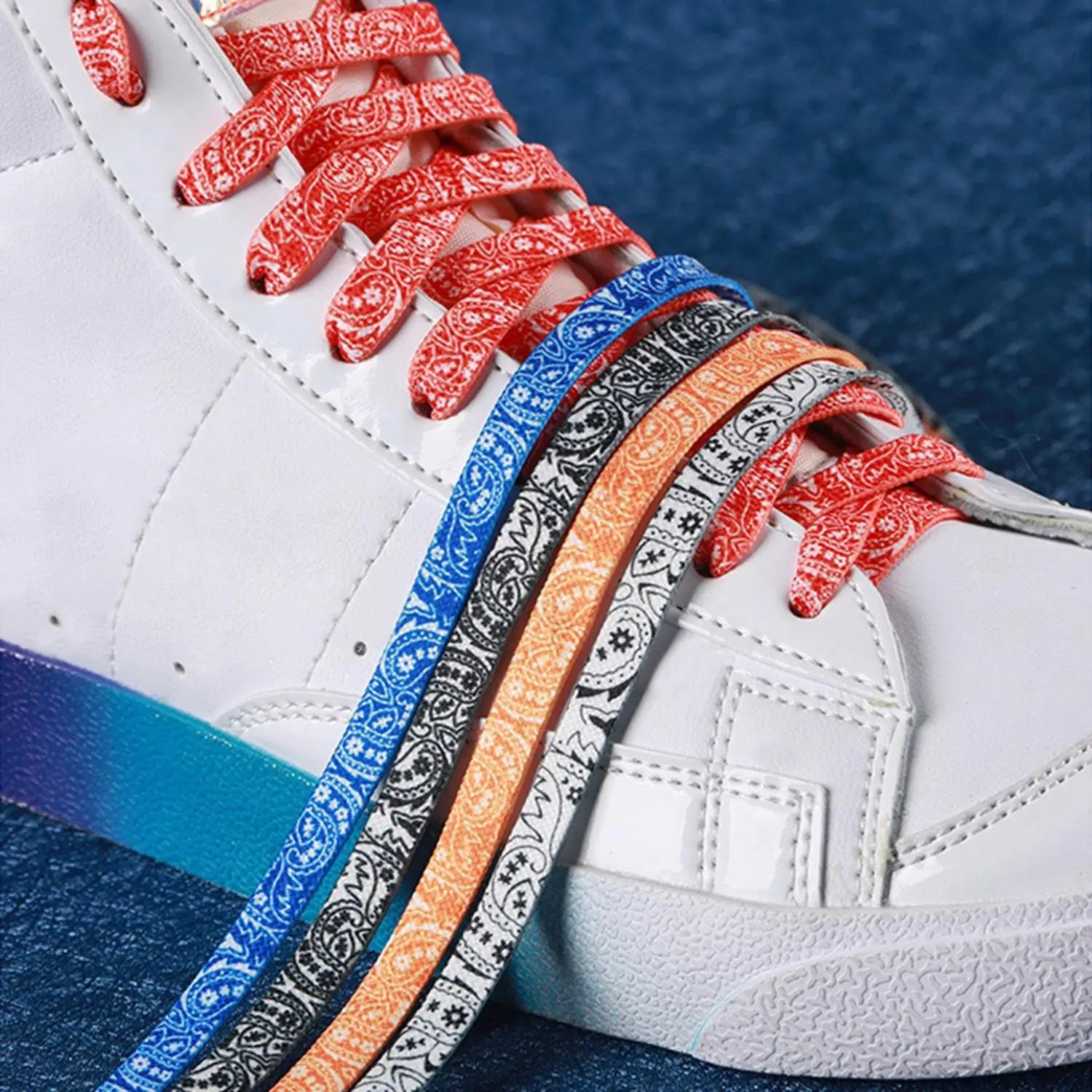

1 Pair Flat Polyester Color Printing Shoelaces For Sneakers Sport Casual Basketball Shoes Laces Women Men Shoestrings