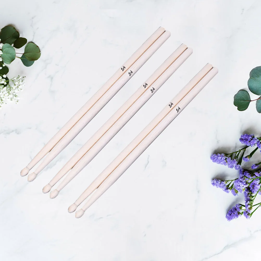 

3 Pairs Drum Stick Drumsticks Wooden Bass Musical Parts Sturdy Bamboo Stage Performance Miss