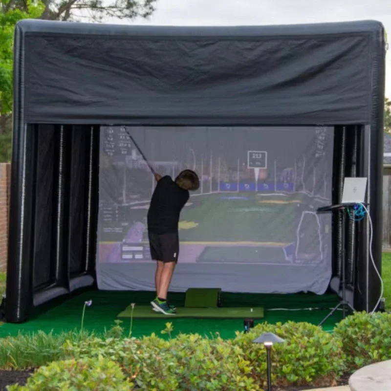 Hot Sale Portable Outdoor Indoor Backyard Practice Inflatable Golf Simulator Tent Hitting Cage With High Impact Screen
