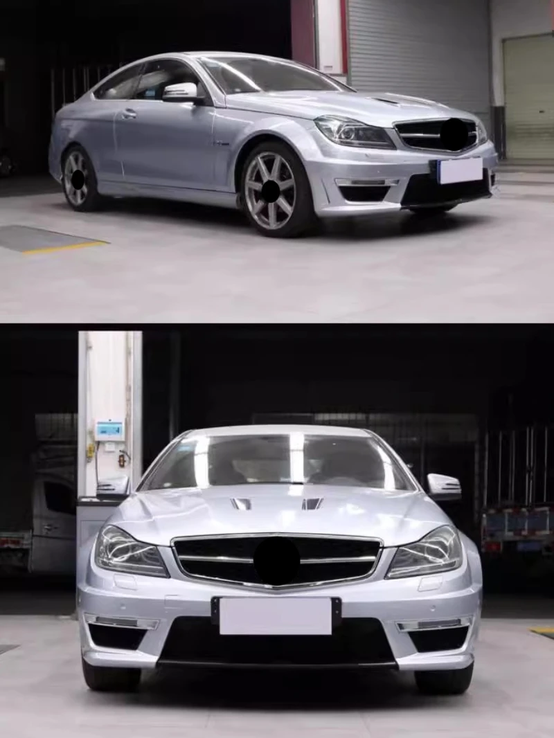 Body Kit for Mercedes-Benz C Class W204 11-14 Modified to C63 Style Front Rear Bumper Hood Fender Side Skirt Car Accessories