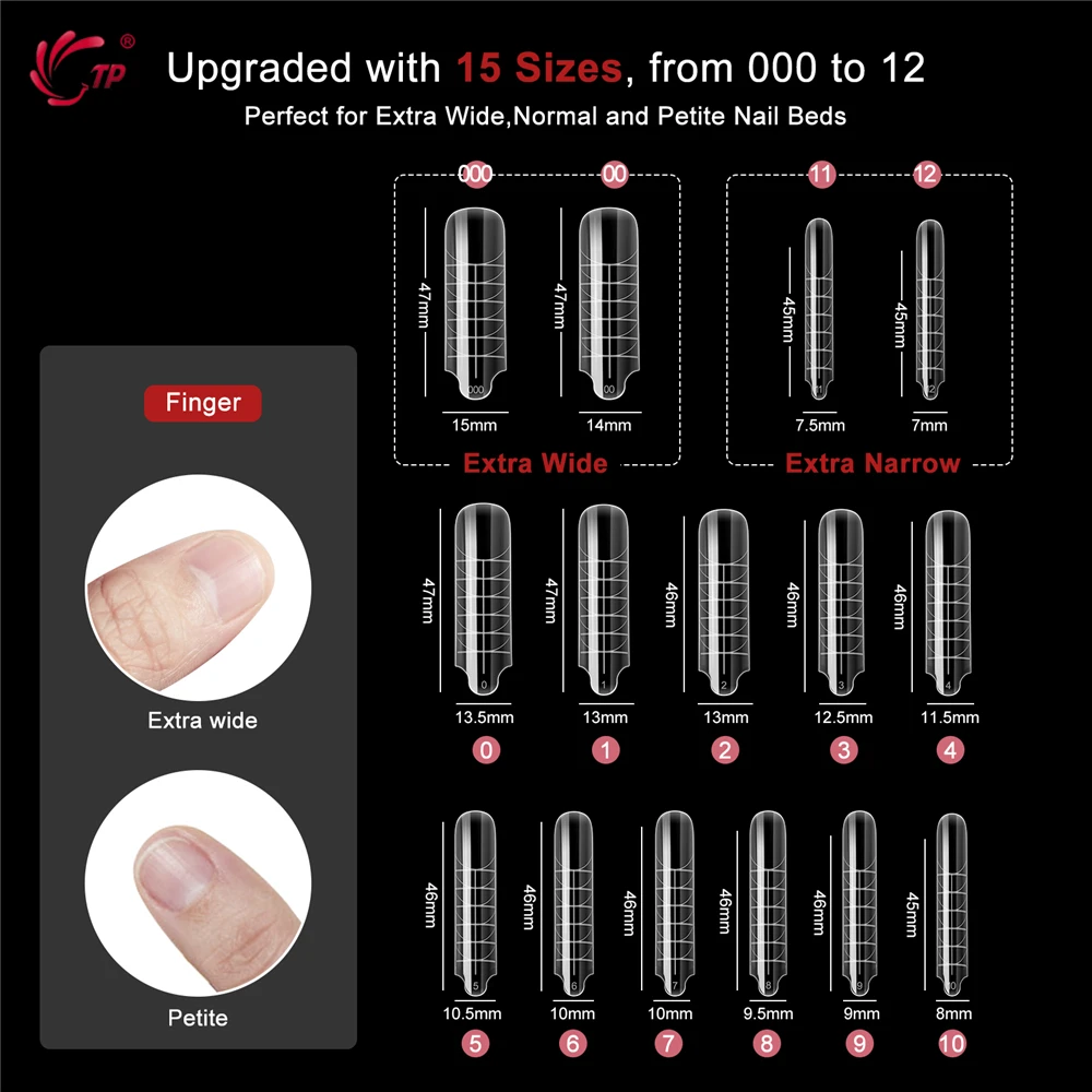 TP 150pcs Dual Forms Nails Widen Quick Building UV Gel Mold Full Cover Nail Extension Forms Acrylic Top Forms for Poly Nail Gel
