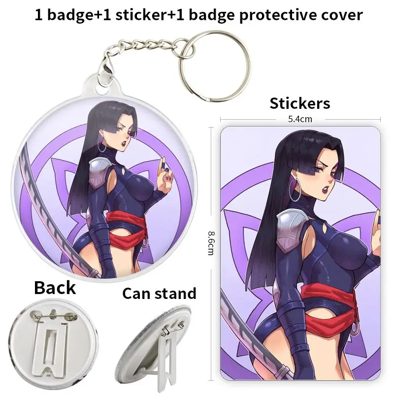 Psylocke Game Anime Character Soft Button Badge Brooch anchor Peripherals Pin Fashion Pupil CustomizeFashion Cosplay Metal