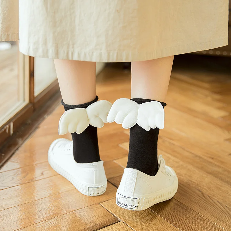 Girls Teenager Cosplay Sweet Style Socks New Girl Angel Wings Soft Kids Breathable Warm Wings Socks Cotton Summer Socks