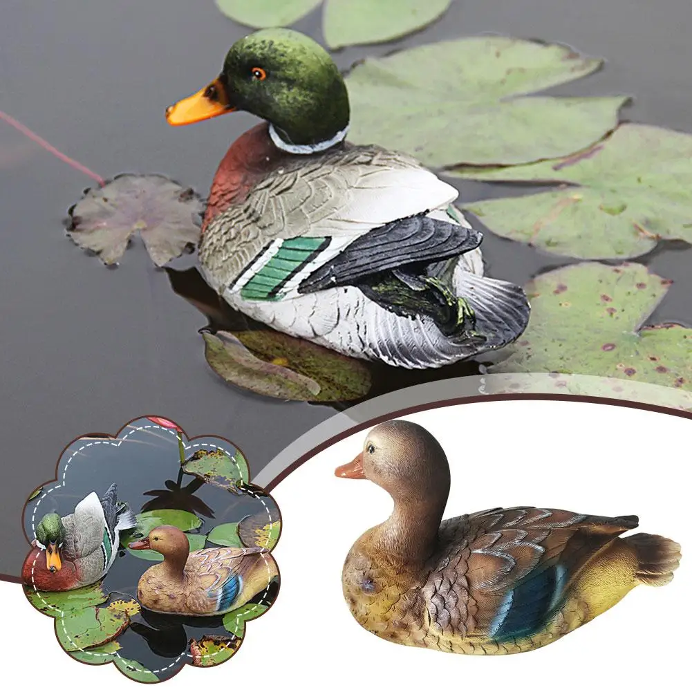 Creative Resin Floating Mandarin Duck Statue Outdoor Garden Pond Decorative Weatherproof Cute Animal Sculpture For Home Orn U4D0