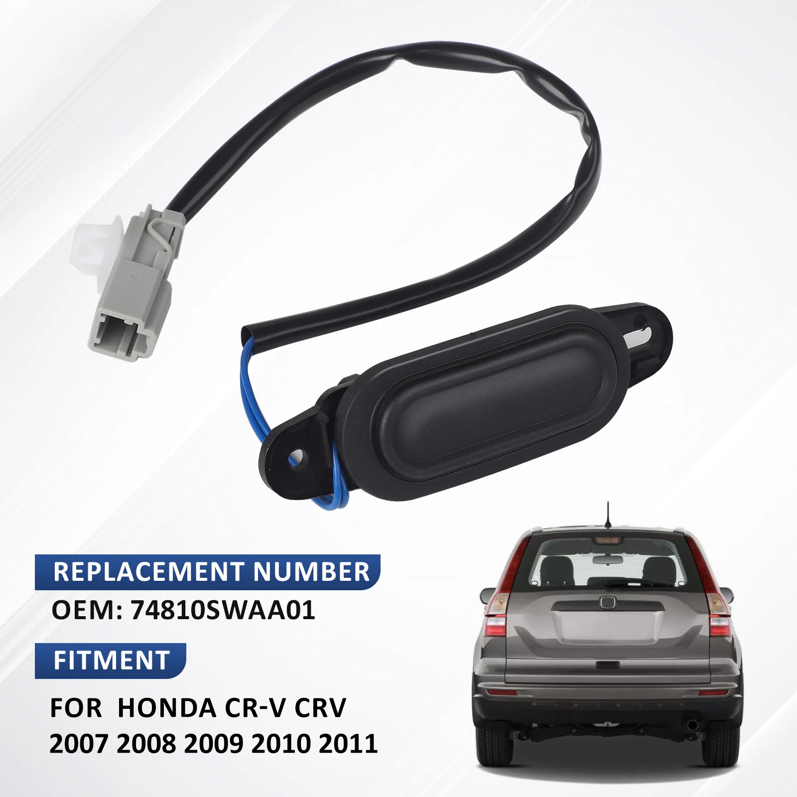 

CNSPEED Rear Tailgate Handle Release Switch Button Trunk Opener 74810SWAA01 For Honda CR-V CRV 2007 2008 2009 2010 2011 Black