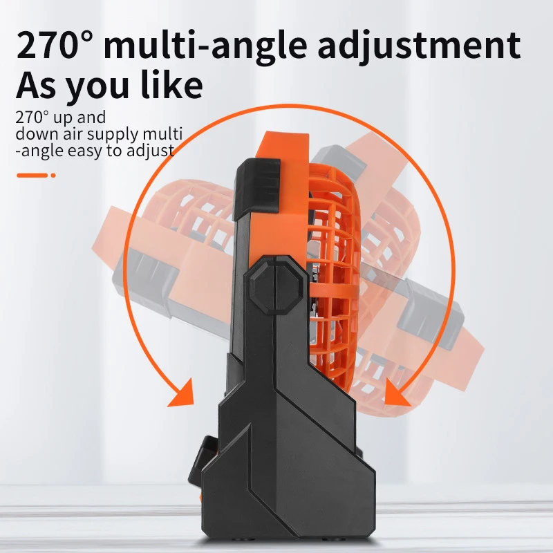 7800 mA high-capacity battery LED lighting outdoor fan infinitely adjustable speed fan portable large wind power charging fan