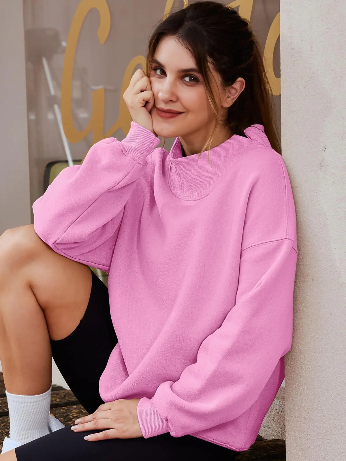 Womens-Oversized-Mock-Neck-Sweatshirt-Shoulder-Cut-Out-Design-Solid-Color-Long-Sleeve-Autumn-Lazy-Fit-Casual-Commuter-Pullover-T