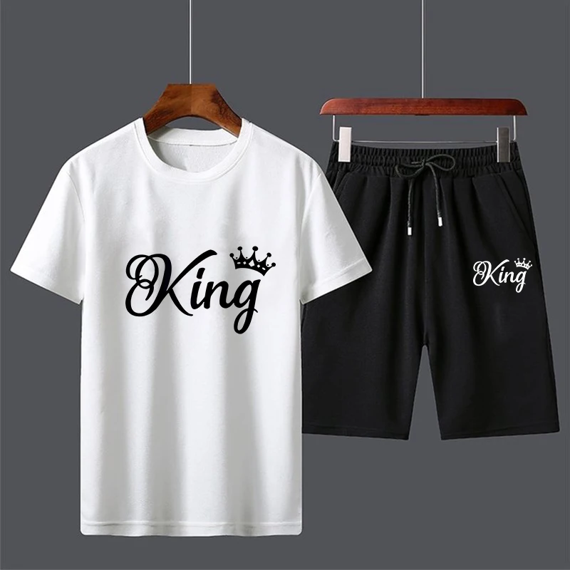 Knappe Zomer Nieuwe Heren Casual Shorts Sets Korte Mouwen T-Shirt + Korte Broek Effen Heren Trainingspak Set 2 Stuks