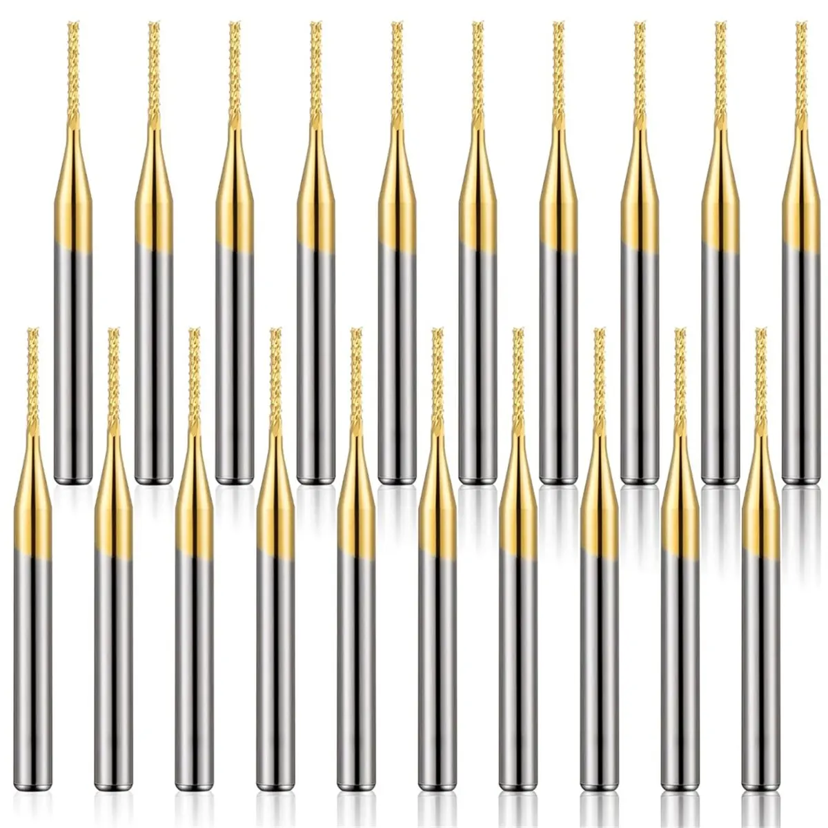 ABPP 20 Pcs 1/8 Inch 1mm End Mill Bits Titanium Coat Carbide Engraving Milling Cutter CNC Router Bits for PCB Machine