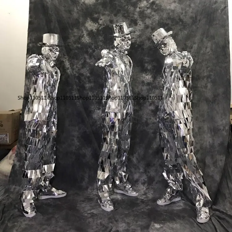 Mirror clothing, mirror performance clothing, suit model, mechanical dance show dance, bar performance clothing, same for men
