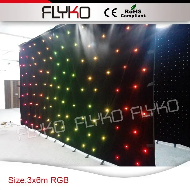 FLYKO RGB3IN1 B BW fiexible china animation images led curtain display led star cloth backdrop  dj lights  dmx512 light