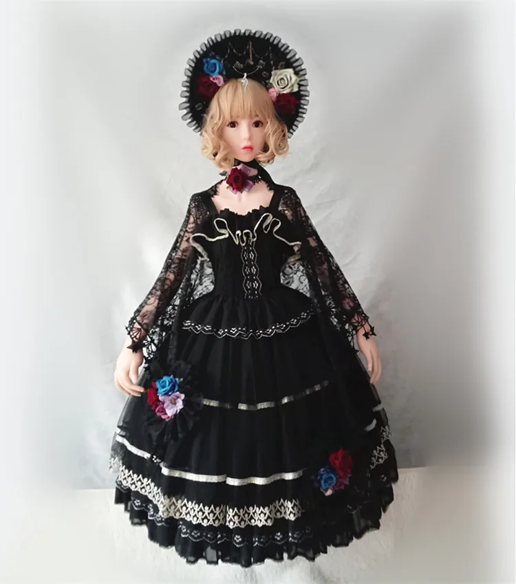 Robe à bretelles vintage lolita cos loli pour fille, tenue de princesse victorienne, taille haute, imprimée avec nœud papillon, style gothique, mignon, kawaii