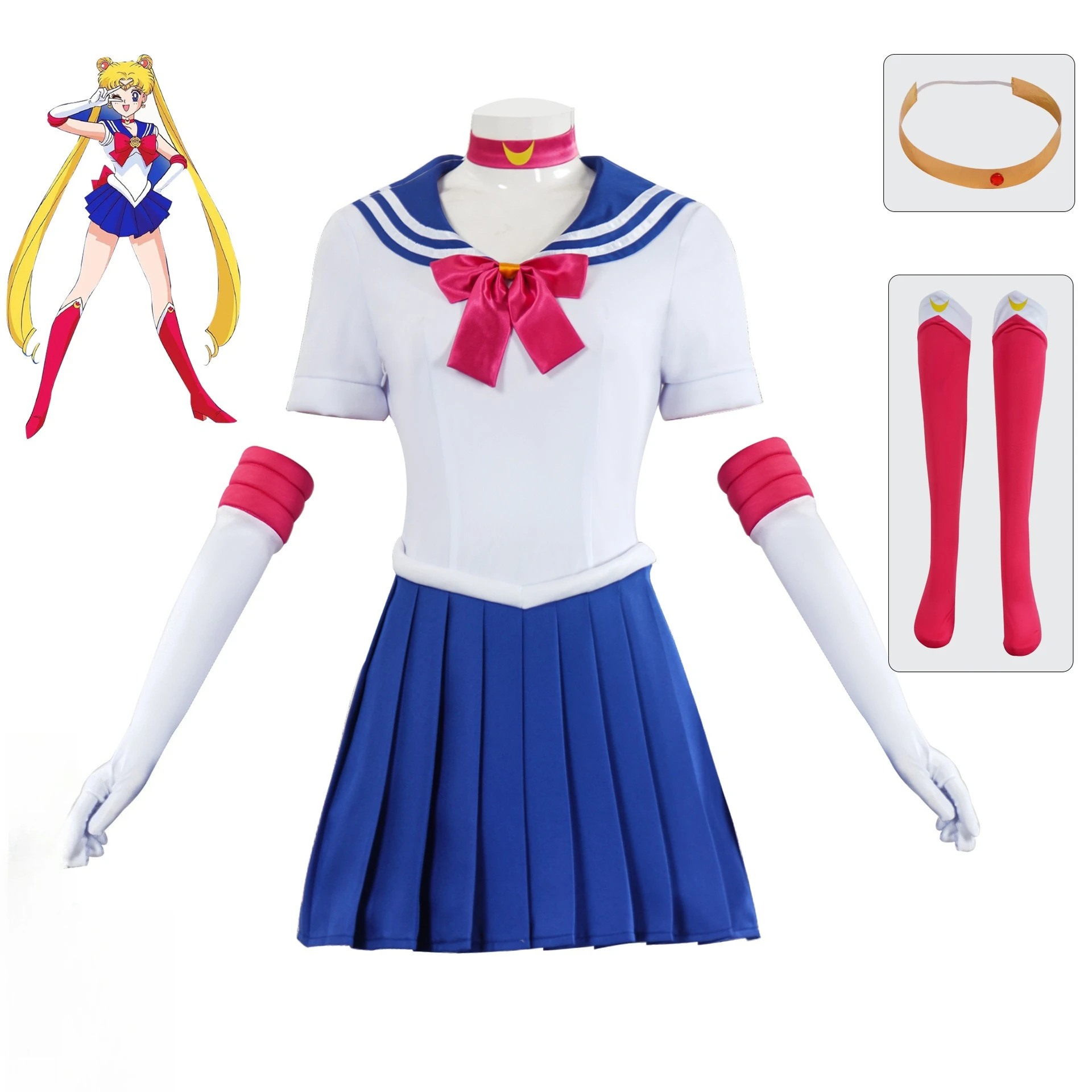 

Halloween Cosplay Costume Anime Sailor Moon Rei Hino Chibiusa Tsukino JK Sailor Suit Theme Party Role Playing Outfit Female