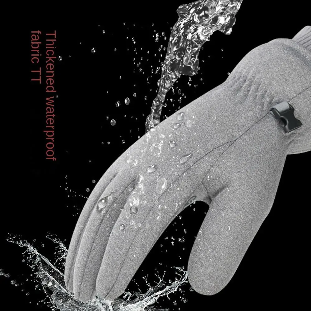 Guanti antivento per sport all'aria aperta Guanti termici ispessiti impermeabili con dita intere Guanti da sci da snowboard in pile PU Caldi invernali