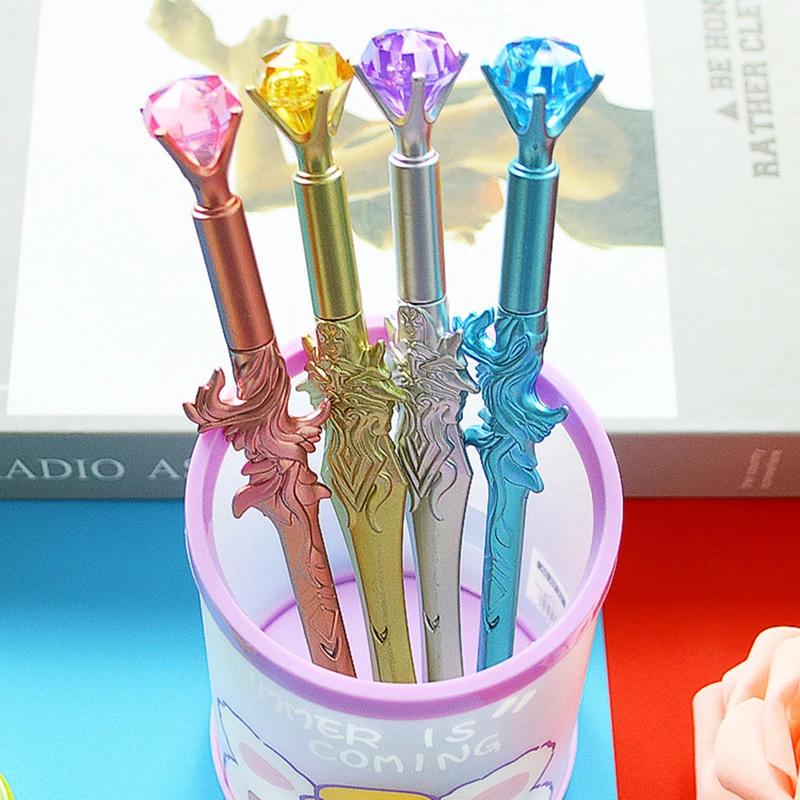 1Pc Stationery Office Creative Phoenix Sword Gel Pen School Supply Handle Gift Lovely Chinese Style Vintage Crystal Sword Pen