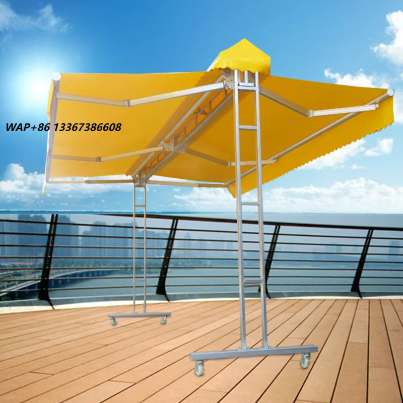 Folding Retractable Double Open Parking Sunshade, Outdoor Courtyard Balcony, Aluminum Alloy Villa, Electric Awning