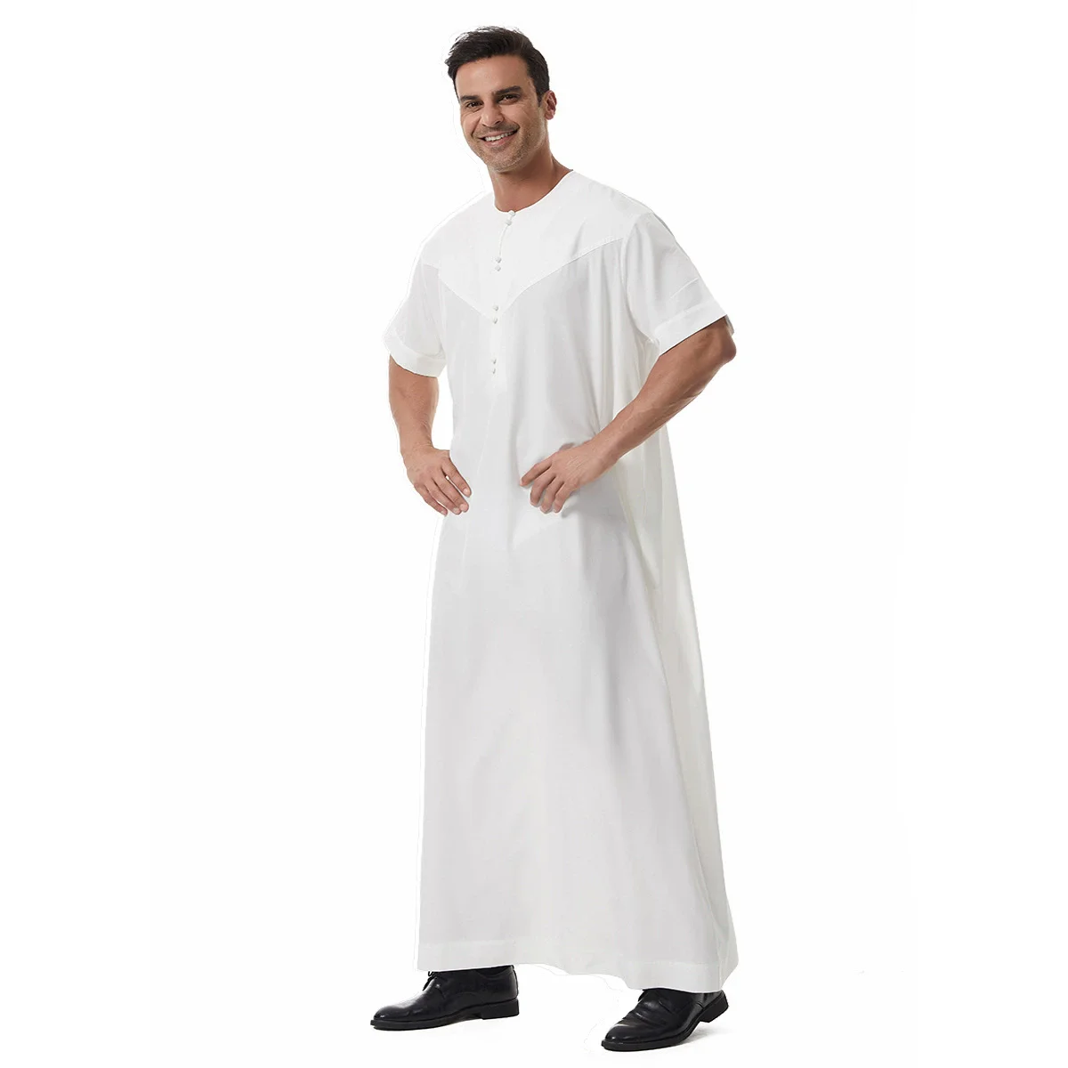 Abaya lungo con cappuccio marocchino con ricami di lusso e tasche laterali per uomini musulmani, abbigliamento in stile Medio Oriente