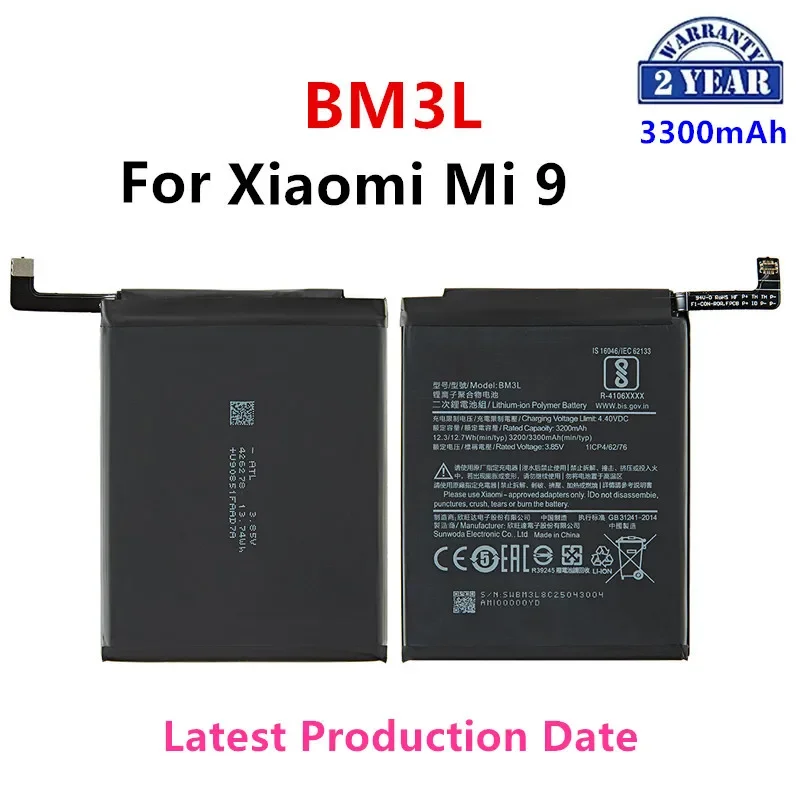 100% original bm3l 3300mah batterie für xiao mi 9 mi9 m9 mi 9 bm3l hochwertige telefon ersatz batterien