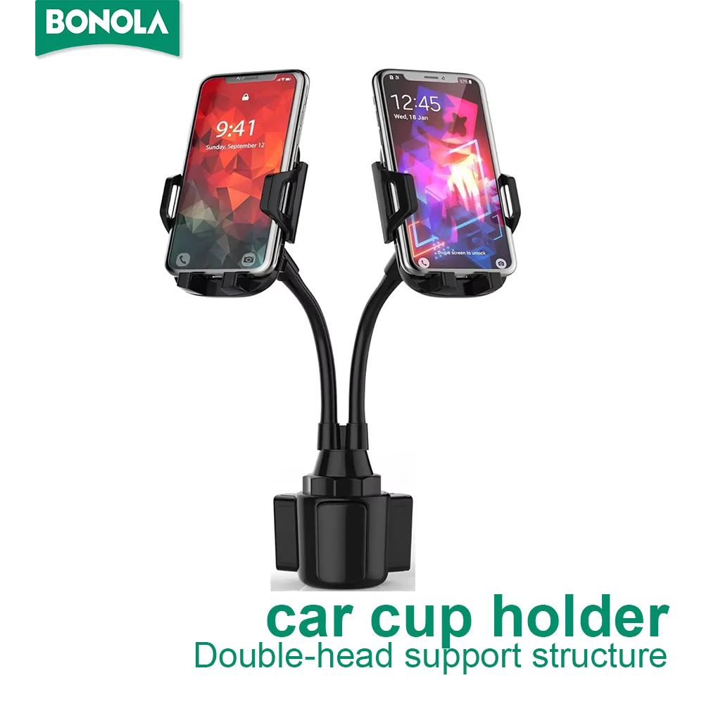 

Bonola Dual Phone Holder for Car Cup Holder Long Flexible Neck 360° Rotatable Car Phone Mount Adjustable for iPhone/Samsung