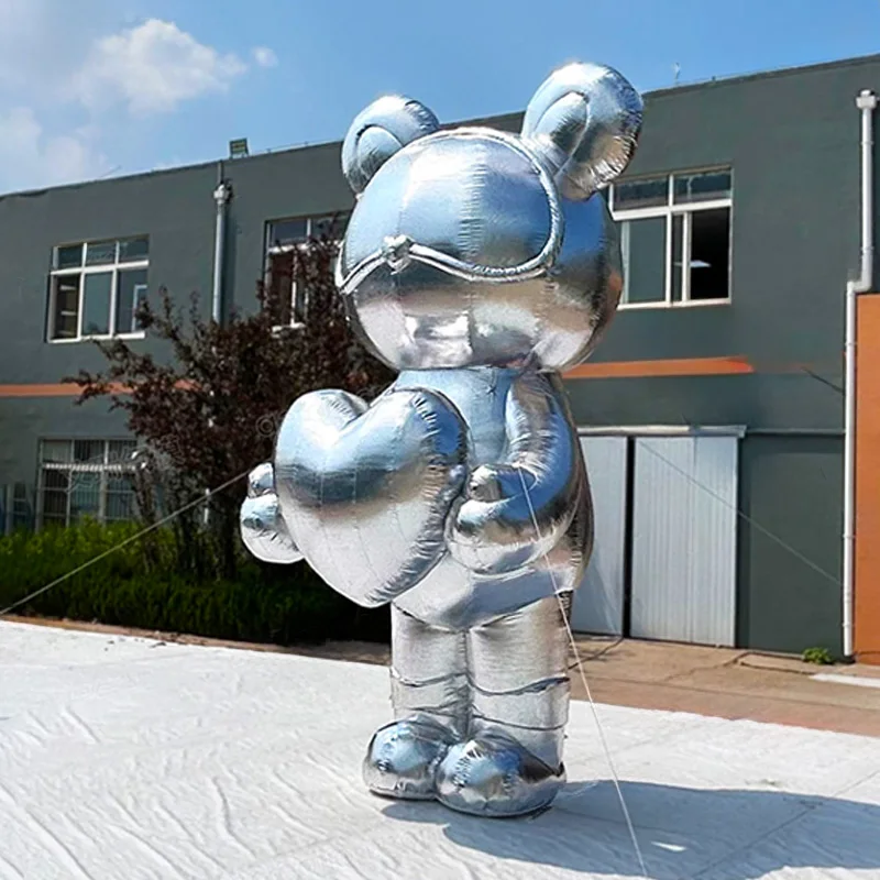 

Надувной серебряный медведь, воздушная модель животного, с воздуходувкой, наружный квадрат и реквизит для украшения торгового центра.