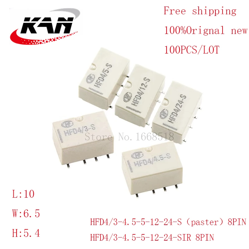 

Free shipping 100pcs relay HFD4/4.5-S HFD4/3-S HFD4/5-S HFD4/12-S HFD4/24-S 3VDC 4.5VDC 5VDC 12VDC 24VDC 2A 4PIN Original New