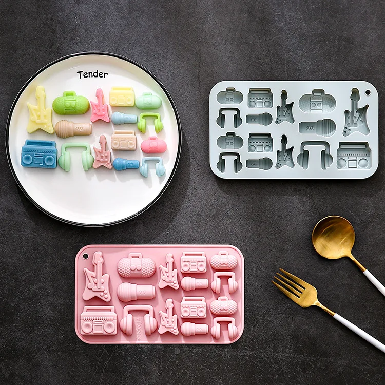 

2 Pack 15-hole Different Sizes Music Theme Silicone Molds Handmade Soap Fondant Candy Chocolate Mould Cake Decorating Tools