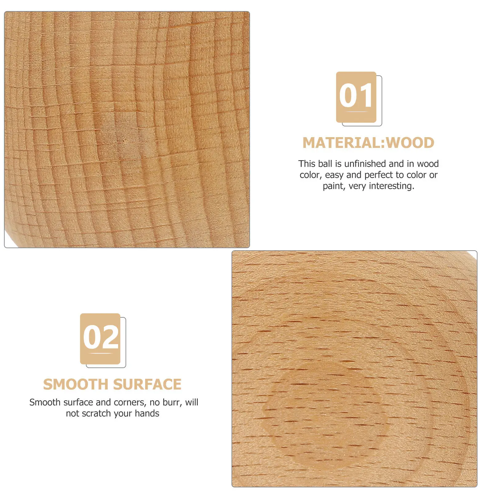 Mini Unfinished Wooden Ball Natural Wood Color Easy to Paint Dye Emboss Or Decorate with Stickers Smooth Surface Safe DIY Craft