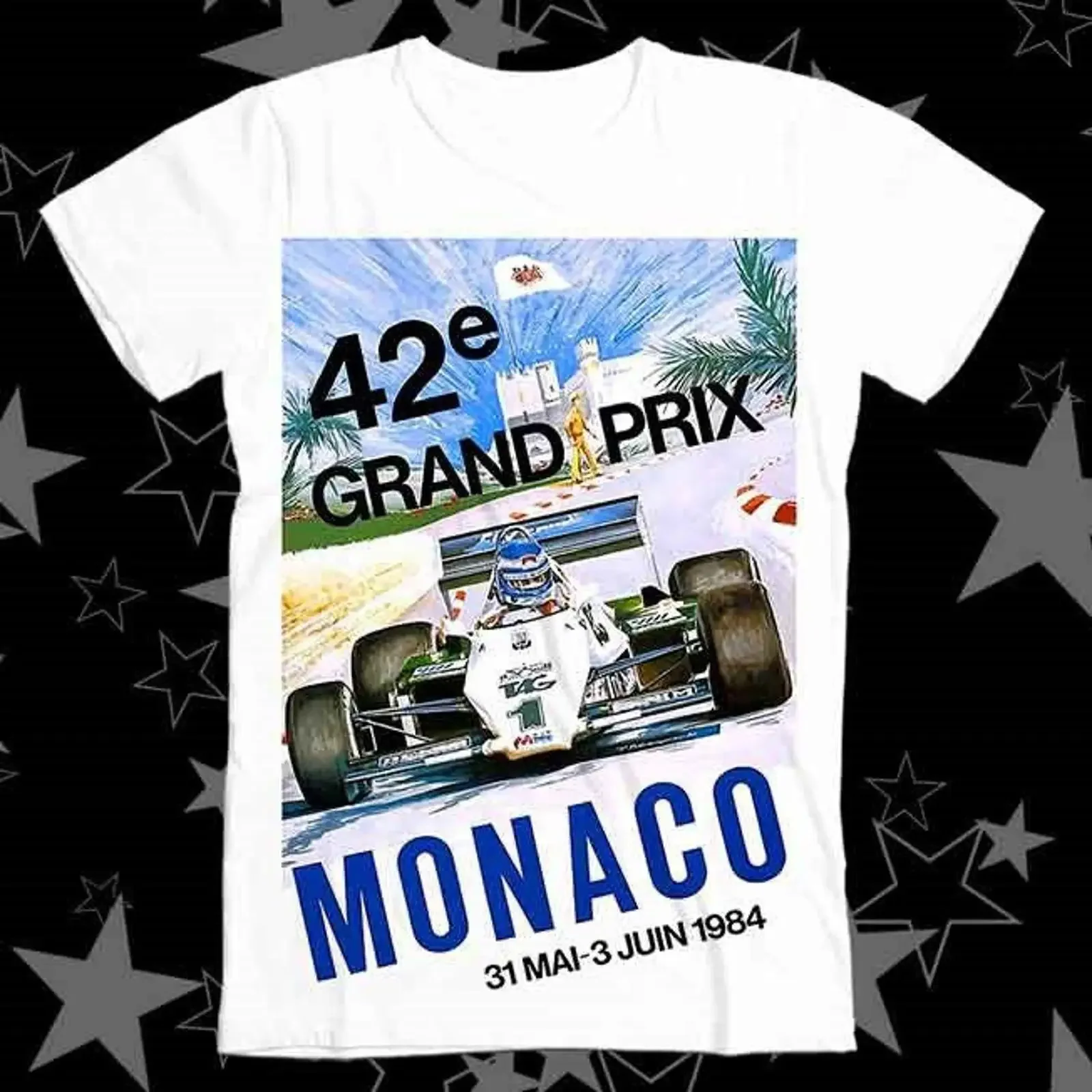 1984 Monaco Grand Prix Racing Best Seller Top T Shirt 554 vintage Washed streetwear Casual homme Comfortable fashion Soft