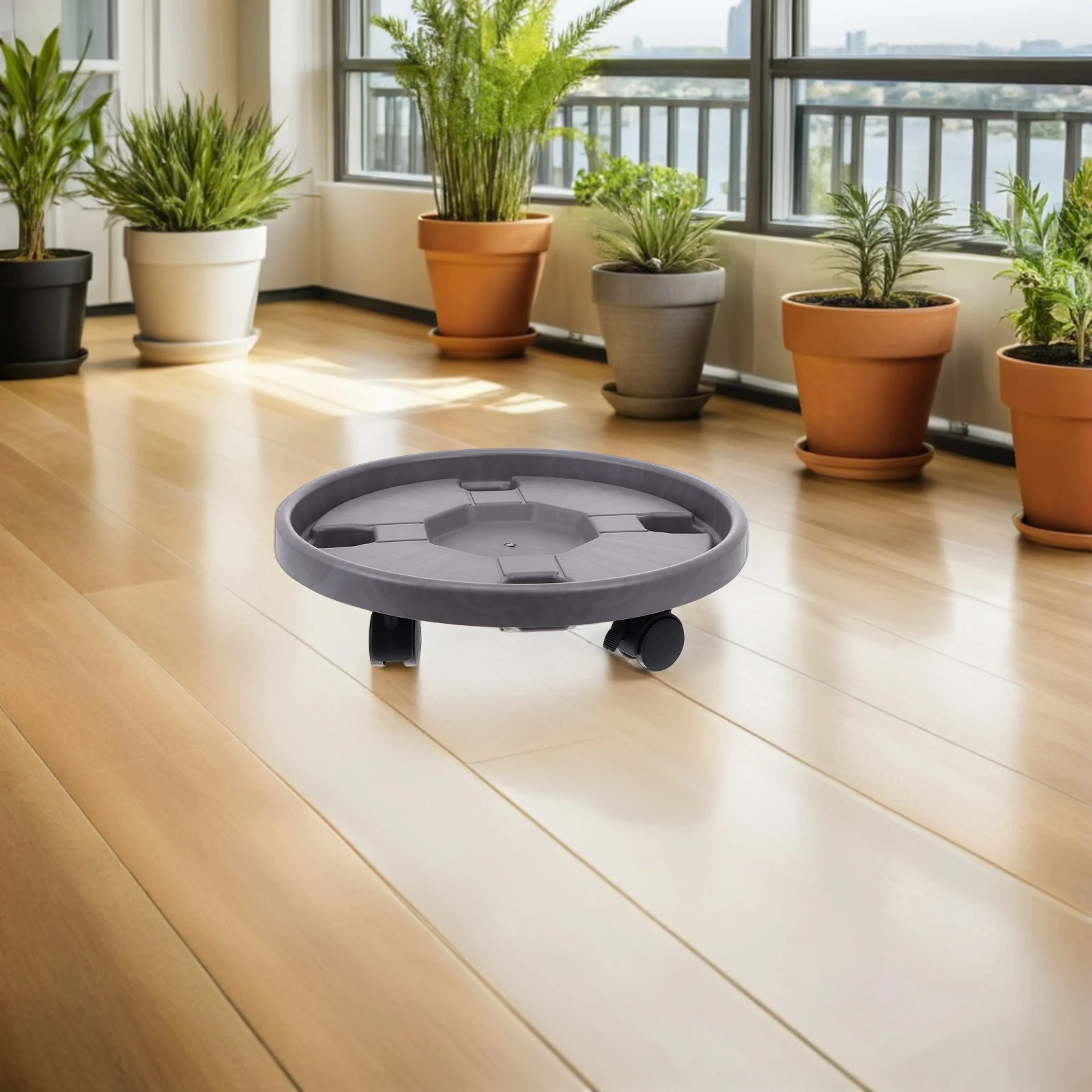 

2pcs Planter Trolley Heavy Duty Plastic Rolling Flower Stand With Brake Wheels Movable Plant Pot Holder Tray For Indoor Outdoor