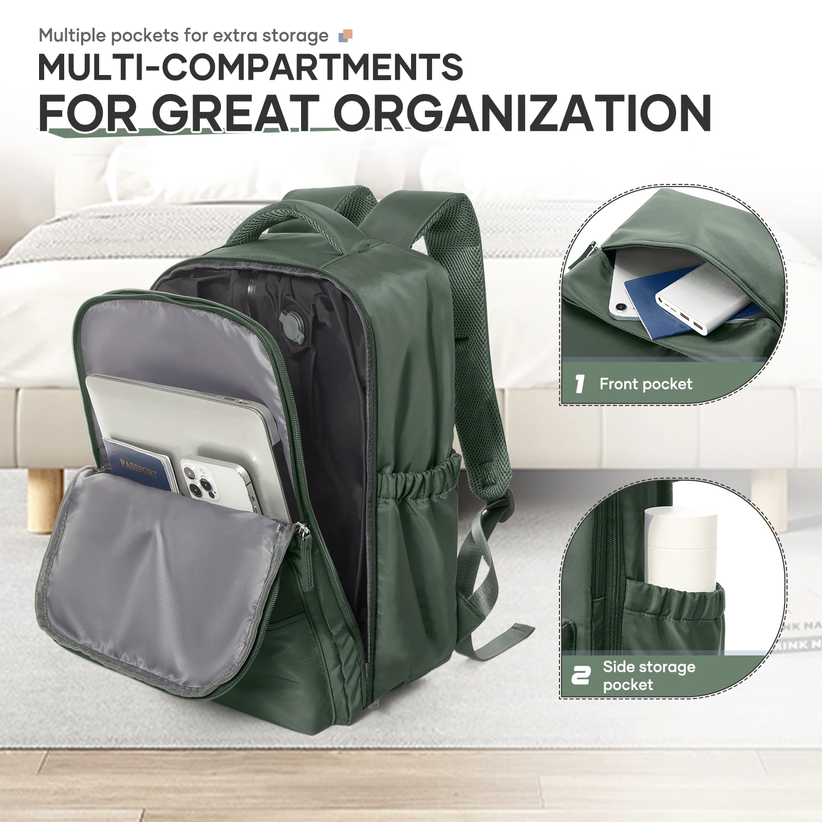 حقيبة ظهر Ryanair 40x30x20 للسفر مع مضخة، حقيبة سفر للكمبيوتر المحمول مقاس 15.6 بوصة، حقيبة تخزين