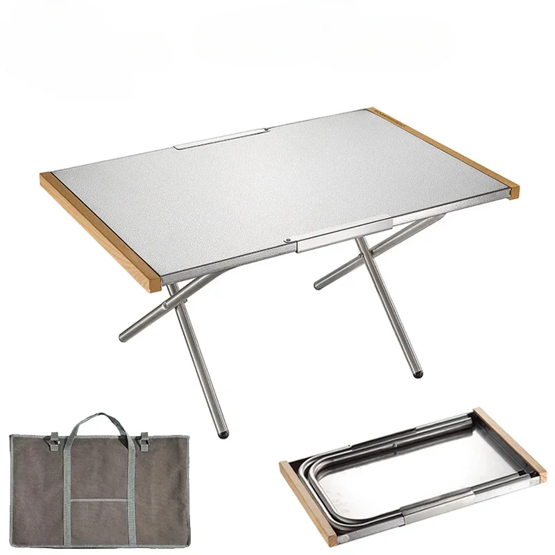 Camping Folding Dining Table  Portable Lightweight Stainless Steel Table for Outdoor Fishing Picnic Camping Supplies Novelty